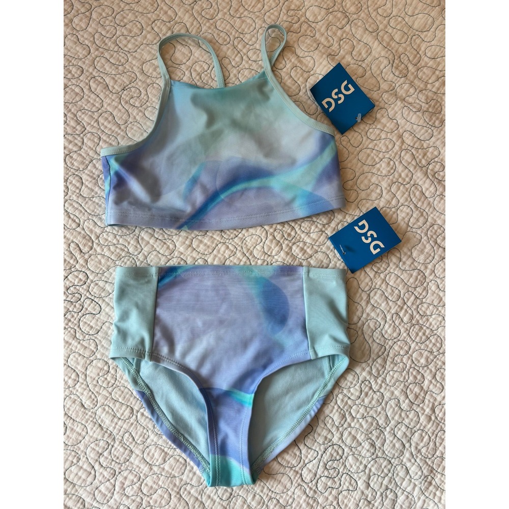 DSG Girls Size Small High Neck Bikini Set‎ Deep Sea